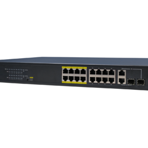 AETEK Indoor 16-Port FE PoE Switch with EX-PoE for Schools and Mid-Size Offices