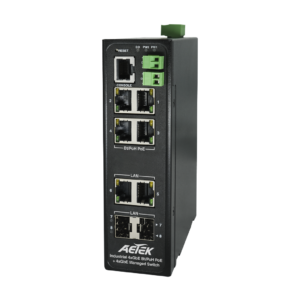 AETEK Industrial 90W bt Managed PoE Switch High-Power Managed for Aramco-Type Sites