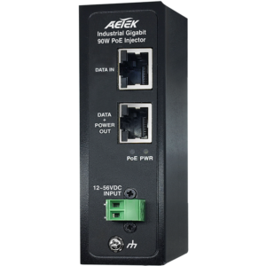 AETEK Industrial 90W bt PoE Injector with 12-56VDC Input for Solar and Vehicle