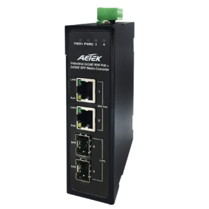 AETEK Industrial 2-Port 90W PoE Media Converter Fiber-to-PoE Edge Node