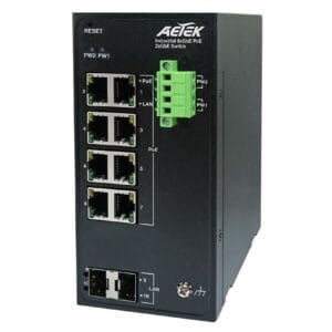 AETEK D40-082-30-DC 8-Port 30W PoE Industrial Switch w/ DC Input