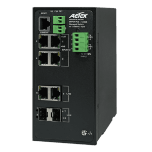 AETEK D60-044-90-DC 4-Port bt/PoH Industrial L2 PRO PoE Switch w/ DC Input