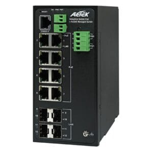 AETEK D60-084-30-DC-V2 8-Port 30W Industrial L2 PRO PoE Switch w/ DC Input