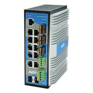AETEK D62-084-31-DC 8-Port PoE+ Industrial L2 PRO Switch with DC Output & Digital I/O