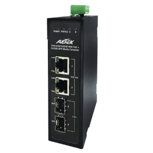AETEK M30-022-90 Industrial 95W PoH PoE Media Converter (2x GbE PoE + 2x GbE SFP)