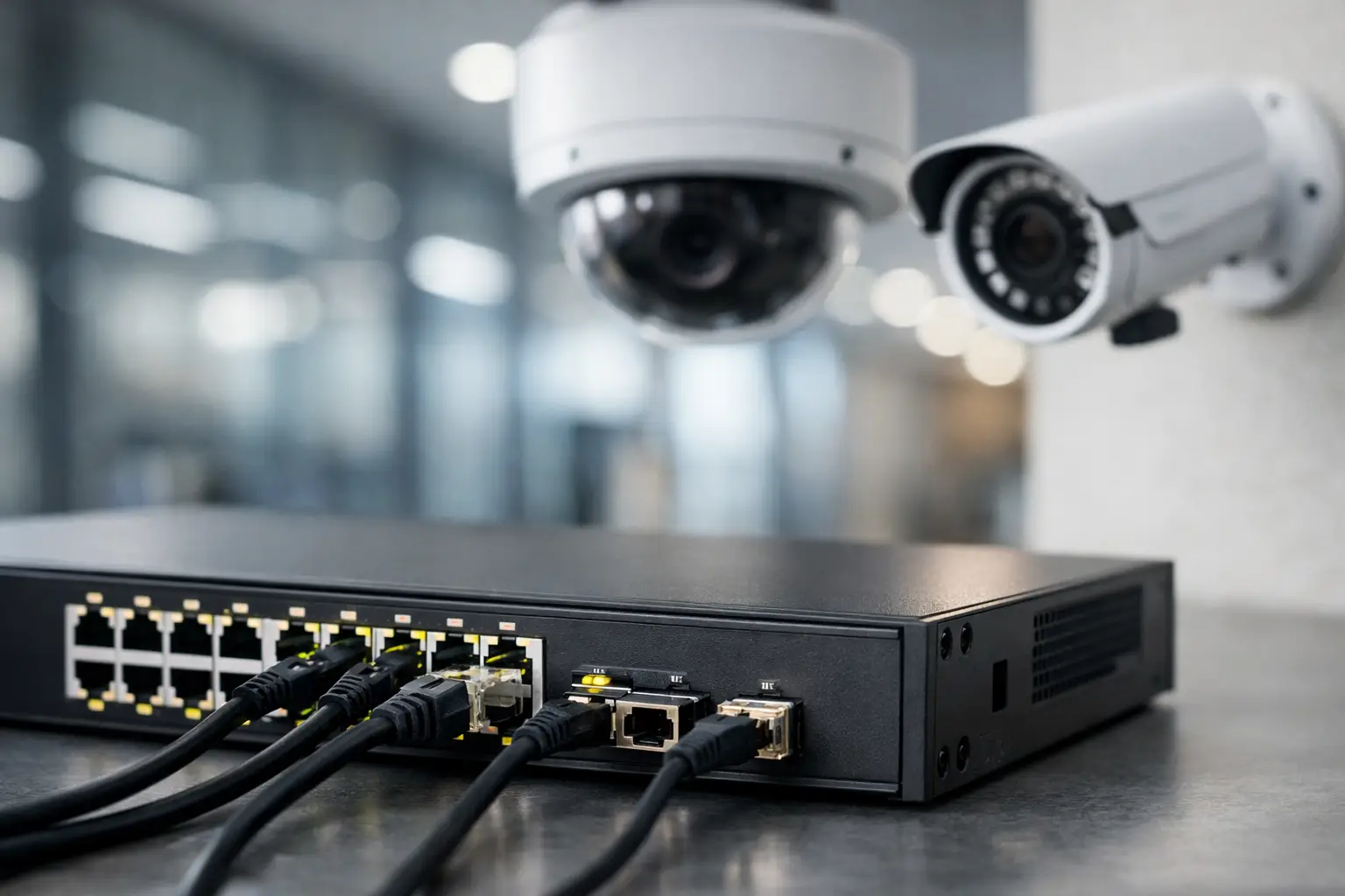 PoE Switch for IP Cameras in Commercial CCTV